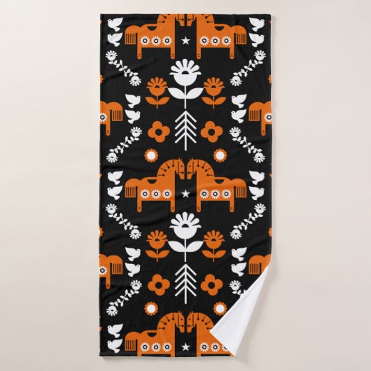 Noordse Data Paard Huis Decoratie Badhanddoek (Badhanddoek)