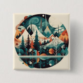 Noordse dennen en pieken vierkante button 5,1 cm (Voorkant)