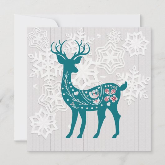  Noordse Elk met Snowflakes personaliseren Feestdagenkaart (Voorkant)