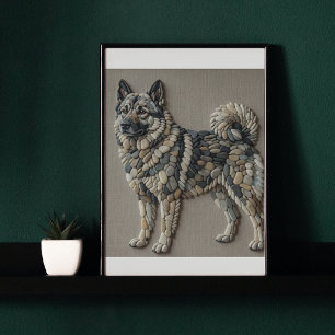 Noordse Elkhound Natuurlijke Kiezelsteen Mozaïek M Poster
