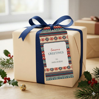 Noordse Fair Isle Kerstcadeautag Cadeaulabel