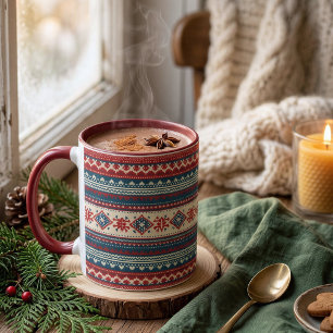 Noordse Fair Isle Kerstmuts Kabouter Hygge Patroon Mok