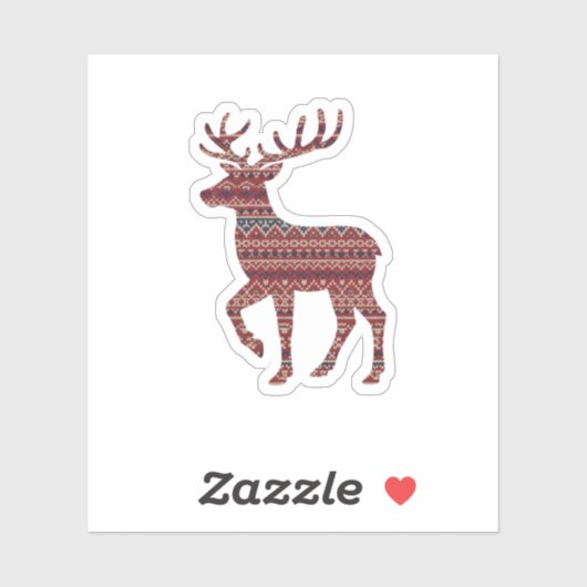 Noordse Fair Isle-patroon Rendier Kerstmis Sticker (Vel)