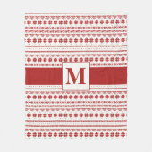 Noordse felrode en winterwitte poolstrepen fleece deken (Voorkant)