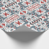 Noordse Folk Art Blue Dala Horses en planten Cadeaupapier (Hoek)