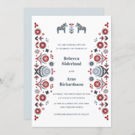 Noordse Folk Art Dala Horse Scandinavian Wedding Kaart