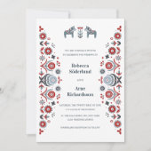 Noordse Folk Art Dala Horse Scandinavian Wedding Kaart (Voorkant)