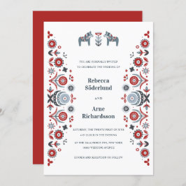 Noordse Folk Art Dala Horse Scandinavian Wedding Kaart