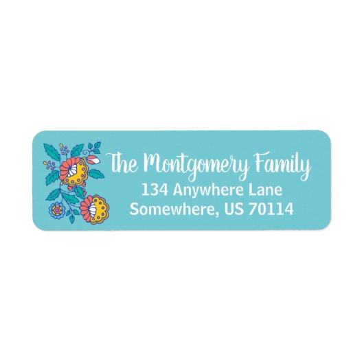 Noordse Folk Art Flowers Etiket (Voorkant)