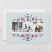 Noordse Folk Art| Kerstmis 3 Foto Feestdagenkaart (Achterkant)