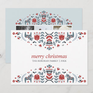 Noordse Folk Art  Kerstmis 3 Foto Feestdagenkaart