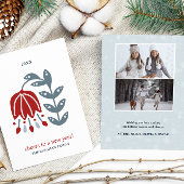 Noordse Folk Art Red Flower Two Feestdagenkaart