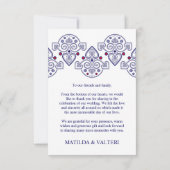 Noordse Folk Art Scandi Navy Wedding Bedankkaart (Achterkant)