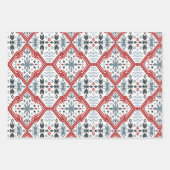 Noordse Folk Branches en Flowers red blue Inpakpapier Vel (Voorkant 2)