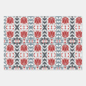 Noordse Folk Branches en Flowers red blue Inpakpapier Vel (Voorkant)