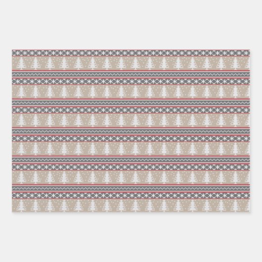 Noordse gebreide kerstpatronen inpakpapier vel (Voorkant 2)