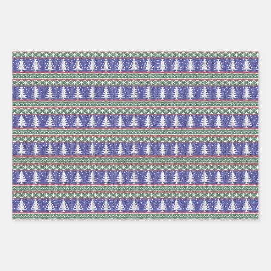 Noordse gebreide kerstpatronen inpakpapier vel (Voorkant)