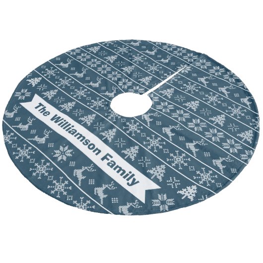 Noordse gebreide lelijke trui moderne marine witte fleece kerstboom rok (Gekanteld)