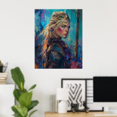 Noordse Godin Freyja, Koningin van Valkyries, Blon Poster (Thuiskantoor)