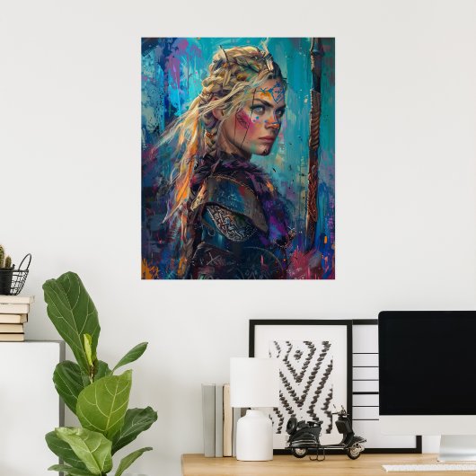Noordse Godin Freyja, Koningin van Valkyries, Blon Poster (Thuiskantoor)