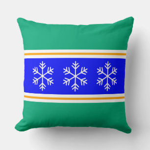 Noordse heldere blauw groene strepen witte sneeuwv kussen
