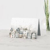 Noordse Huizen Vouwbare Wenskaart Kaart (Achterkant)