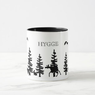 Noordse Hygge met bos en dieren in het zwart Mok