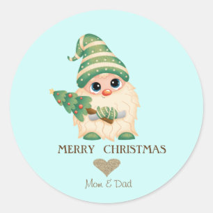 Noordse Kabouter Dennengaard Prettig Kerstfeest Ronde Sticker