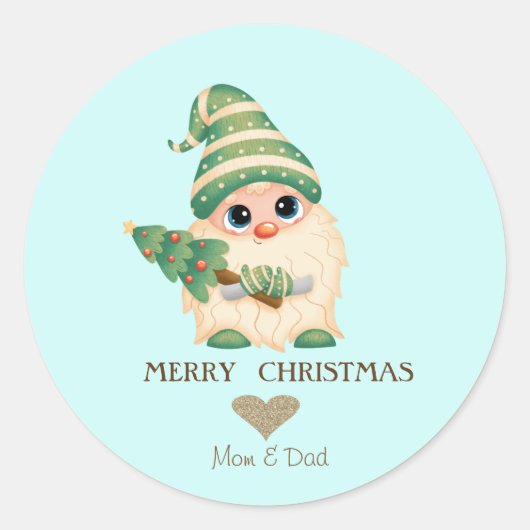 Noordse Kabouter Dennengaard Prettig Kerstfeest Ronde Sticker (Voorkant)