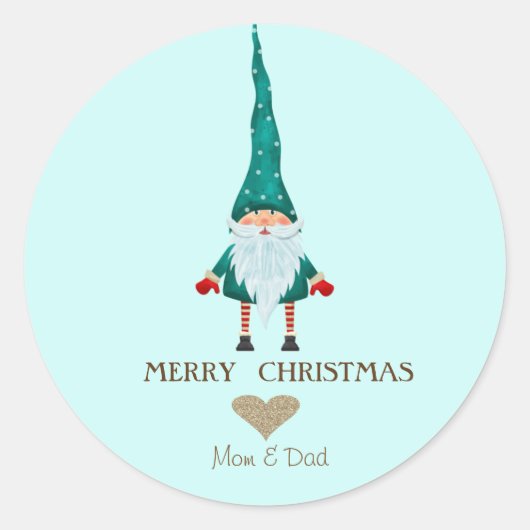 Noordse Kabouter Prettig Kerstfeest Ronde Sticker (Voorkant)