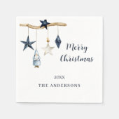 Noordse kabouter sterren wit blauw Kerstfeest Servet (Voorkant)