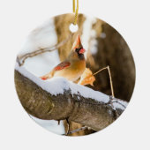 Noordse kardinaal (Vrouw) | Keramisch Ornament (Voorkant)