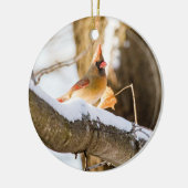 Noordse kardinaal (Vrouw) | Keramisch Ornament (Links)