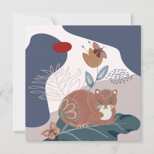 Noordse kat en Butterflies Notitiekaartje