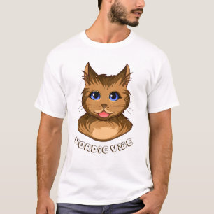 Noordse kat vibe grappige blep pluizige kitten kun t-shirt