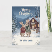 Noordse Kerst Cozy Konijnen Winter Blokhut Aangepa