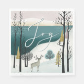 Noordse kerst | Joy Woodland Winter Holiday Servet (Voorkant)