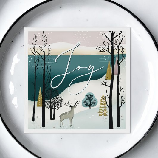 Noordse kerst | Joy Woodland Winter Holiday Servet