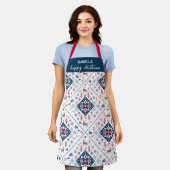 Noordse kerst met rendieren en sneeuwvlokken schort (Gedragen)