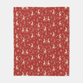 Noordse Kerst Reindeer Fleece Deken