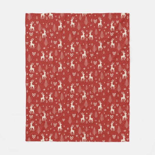 Noordse Kerst Reindeer Fleece Deken (Voorkant)