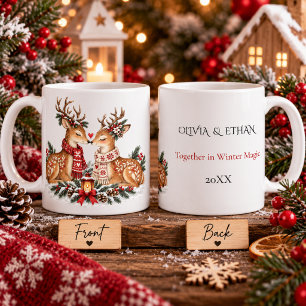 Noordse Kerst Rendier Koppel Winterromance Koffiemok