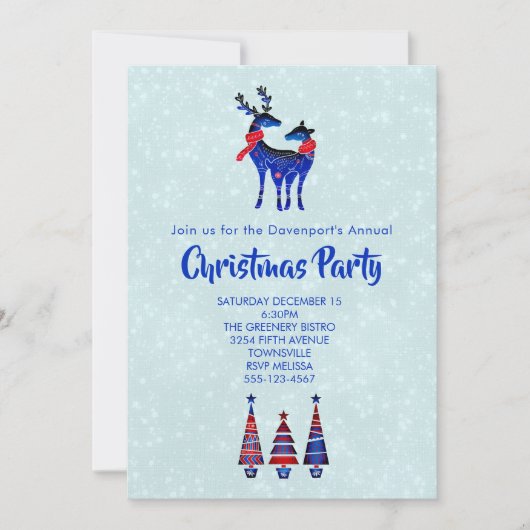 Noordse Kerst Rendier Paar Feest Kaart (Voorkant)