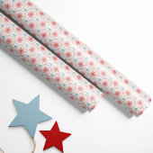 Noordse Kerst Rode Sneeuwvlokken en Blauwe Bomen Cadeaupapier