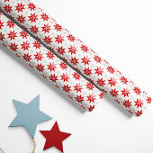 Noordse Kerst Rode Sterren en Blauwe Sneeuwvlokken Cadeaupapier