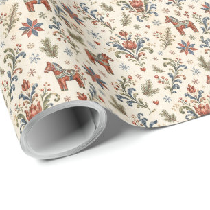 Noordse Kerst Rosemaling Cadeaupapier