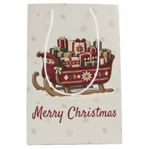 Noordse Kerst slee met cadeaus Vakantie Medium Cadeauzakje