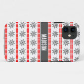 Noordse Kerst sneeuwvlok patroon grijs rood wit Case-Mate iPhone Case (Achterkant (horizontaal))