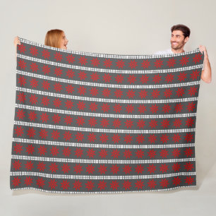 Noordse Kerst sneeuwvlok patroon grijs rood wit Fleece Deken