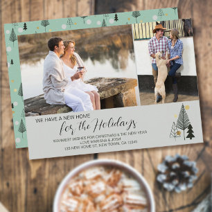 Noordse kerstbomen 2 Foto Nieuw adres Feestdagenkaart